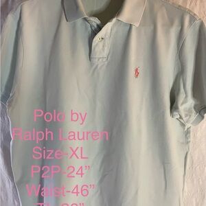 Polo by Ralph Lauren Light Blue Mens XL with Pink Horse